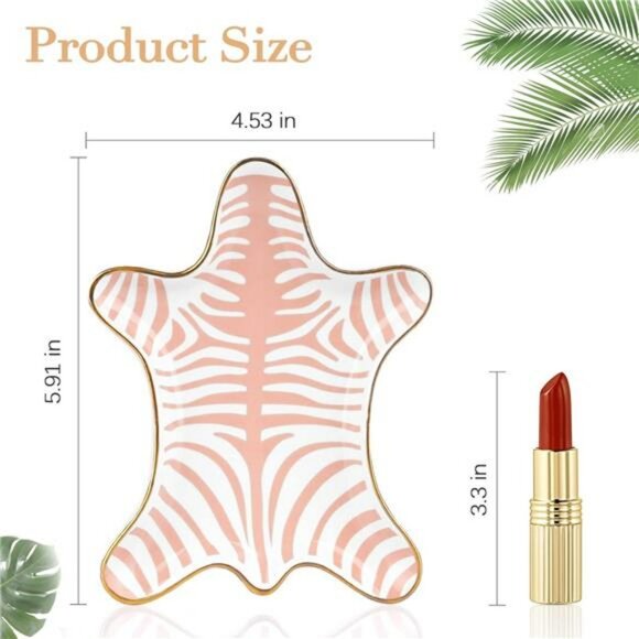 Pink Ceramic Tiger Jewelry Dish Tray for Rings Earrings Bracelets Keys Decor - Picture 3 of 7